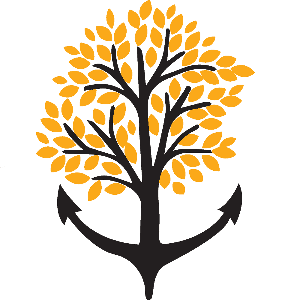 A tree with yellow leaves on a black background.